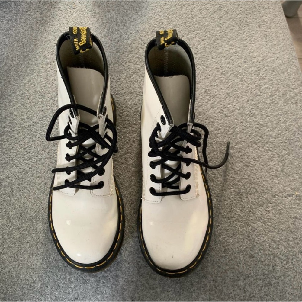 Dr. Martens White Lace-Up Combat Boots